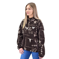 Women's Cowgirl Hardware Dark Brown "Western Liberty" Polar Fleece Cadet from Cowboy Hardware