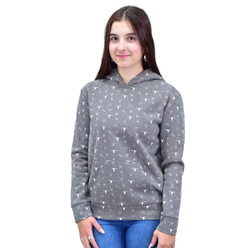 Women's Cowgirl Hardware Gray "Branding Irons" Fleece Hoody from Cowboy Hardware