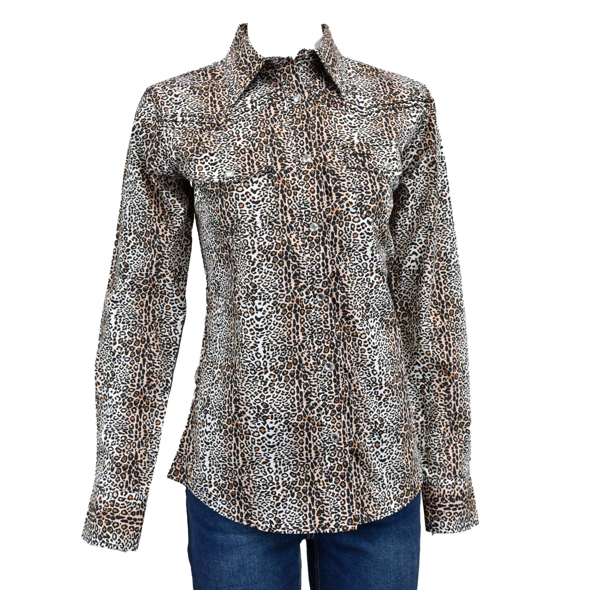 Women's Cowgirl Hardware Natural Leopard Long Sleeve Western Shirt from Cowboy Hardware