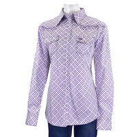 Women's Cowgirl Hardware Purple and White Wild Gem Long Sleeve Western Shirt from Cowboy Hardware