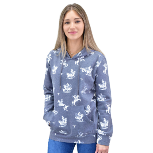 Women's Cowgirl Hardware Slate Blue "Desert Bronc" Fleece Hoody from Cowboy Hardware