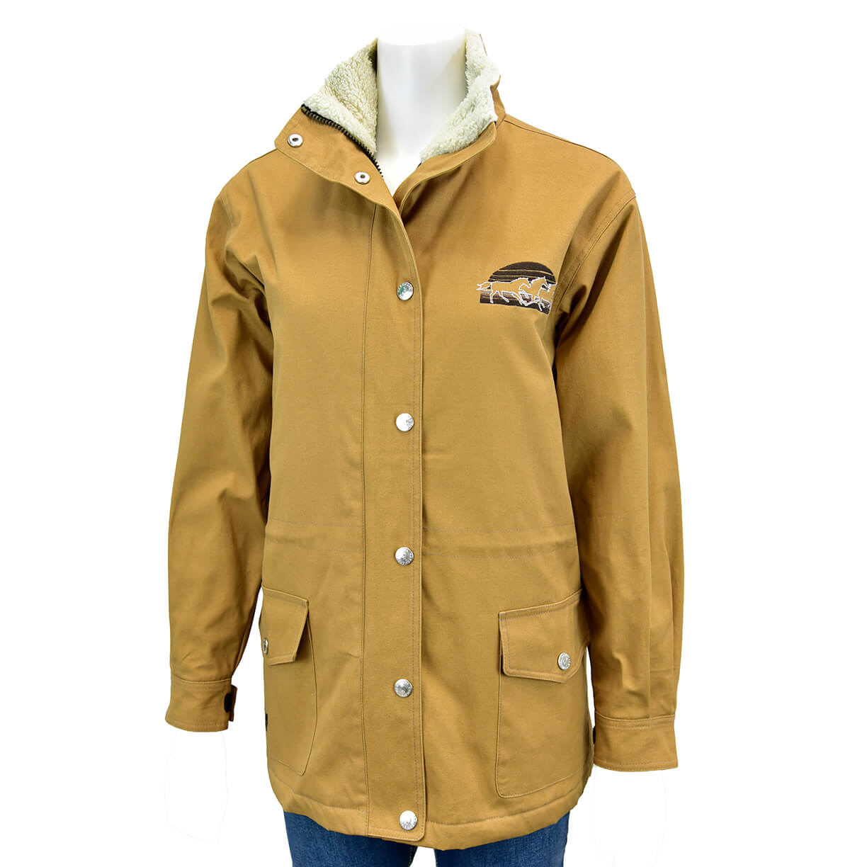 Women's Cowgirl Hardware Sunset Horse Ranch Light Brown Canvas Jacket from Cowboy Hardware