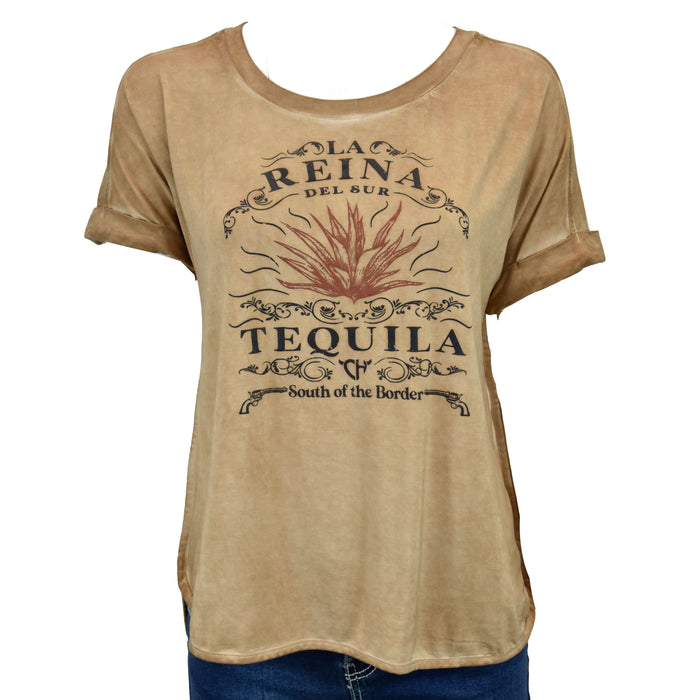 Women's Cowgirl Hardware Tequila Short Sleeve Scoop Tan Tee from Cowboy Hardware