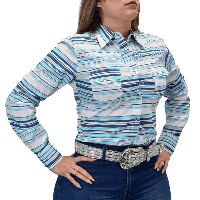 Women's Cowgirl Hardware Turquoise Beach Serape Long Sleeve Western Shirt from Cowboy Hardware