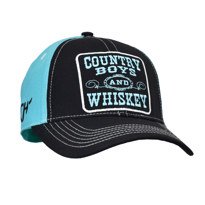 Women's Cowgirl Hardware Turquoise & Black Country Boys and Whiskey Snapback Cap from Cowboy Hardware