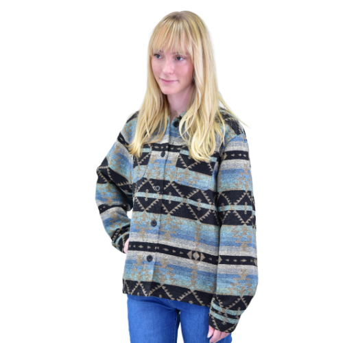 Women's Cowgirl Hardware Turquoise "Vintage Aztec" Wool Jacket from Cowboy Hardware