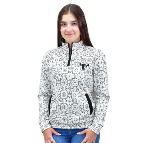 Women's Cowgirl Hardware White "Vine Bandana" Fleece Cadet from Cowboy Hardware