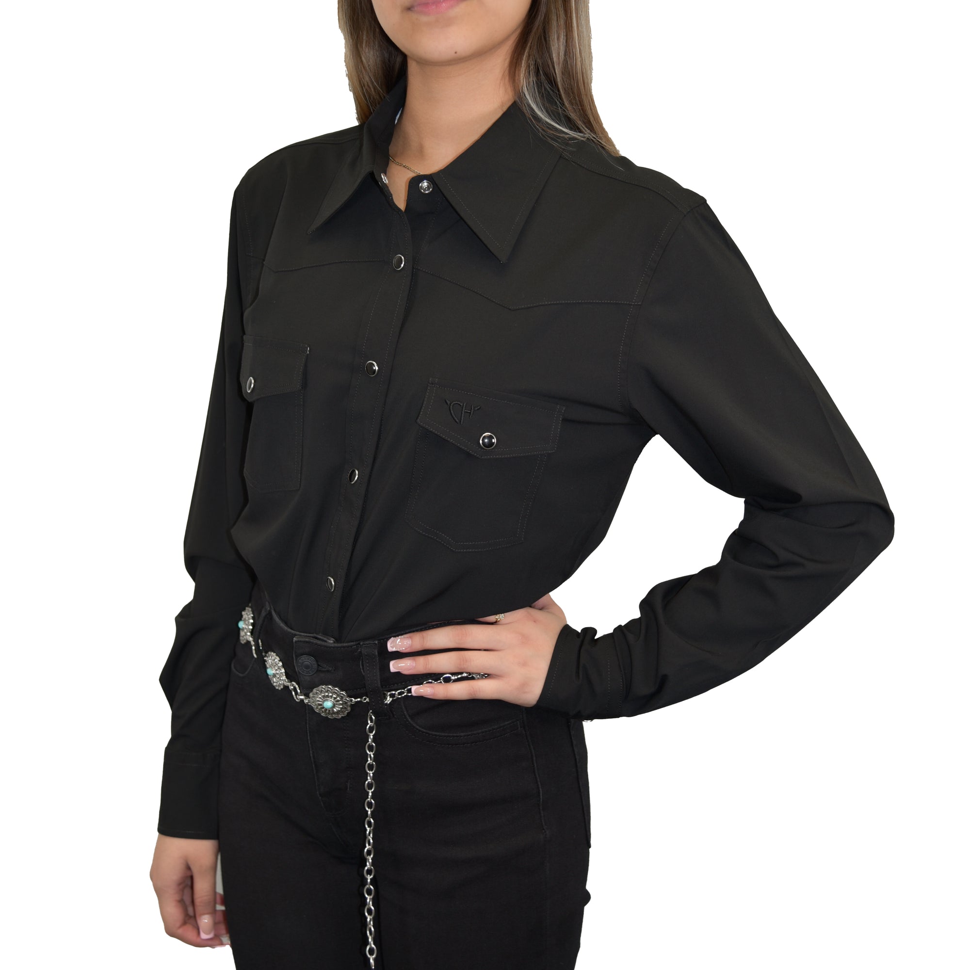 Women's CH Black " Solid" Long Sleeve Western Shirt from Cowboy Hardware