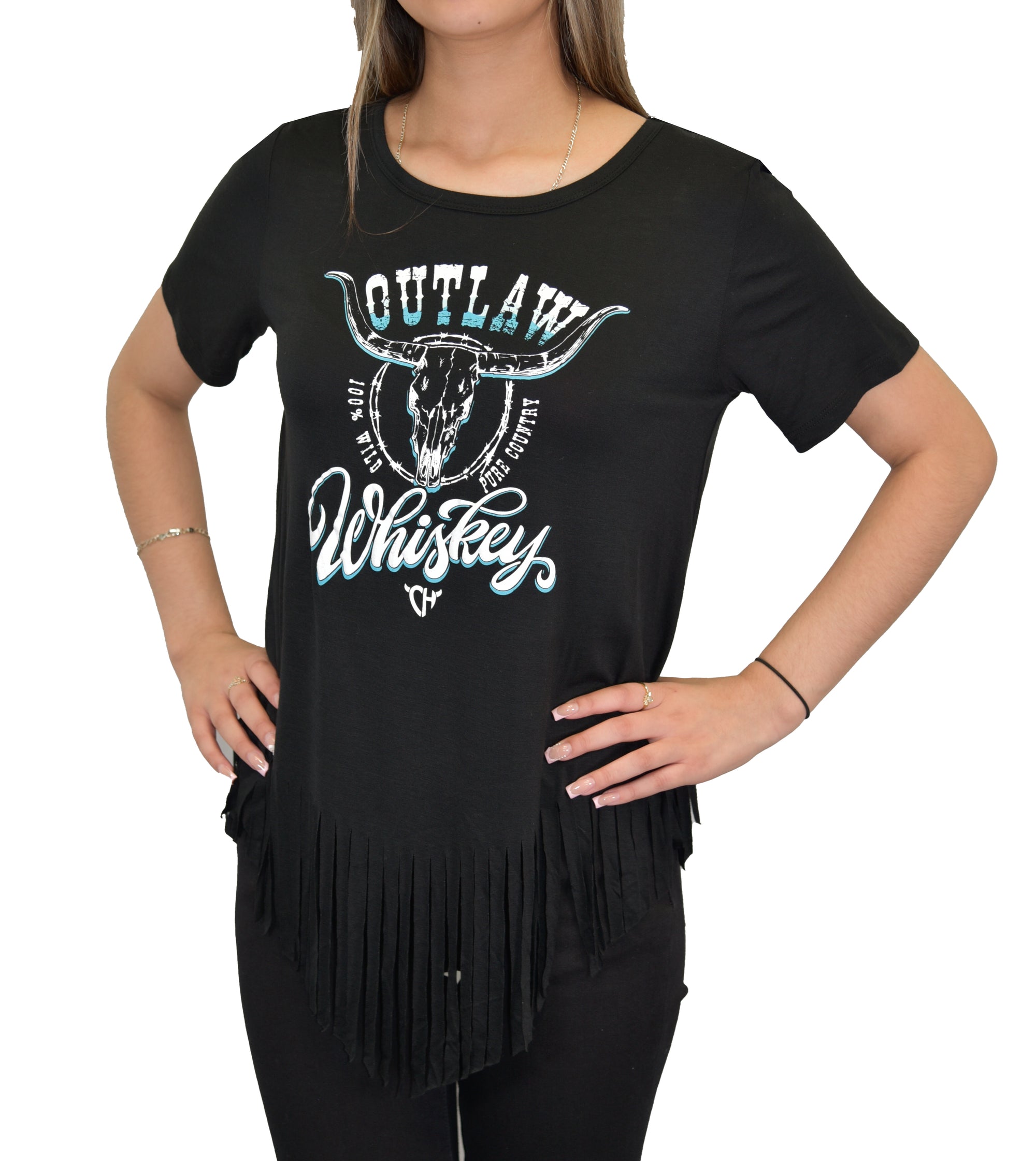 Womens CH Black "Outlaw Whiskey" Short Sleeve T-Shirt from Cowboy Hardware