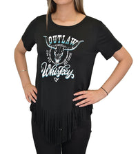 Womens CH Black "Outlaw Whiskey" Short Sleeve T-Shirt from Cowboy Hardware