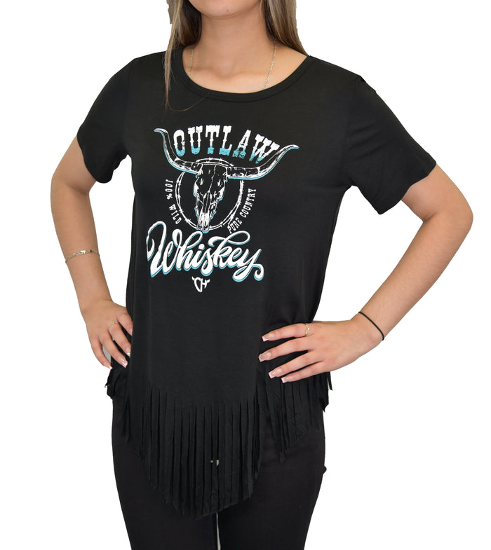 Womens CH Black "Outlaw Whiskey" Short Sleeve T-Shirt from Cowboy Hardware