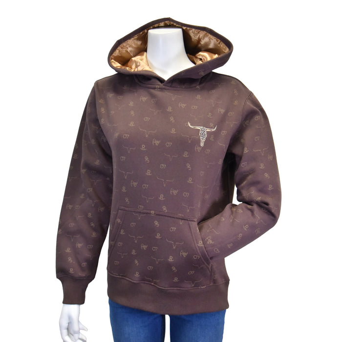 Women's CH Dark Chocolate "Branding Irons" Fleece Hoodie from Cowboy Hardware