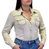 Women's CH Off White "Western Faux Suede" Long Sleeve Western Shirt from Cowboy Hardware