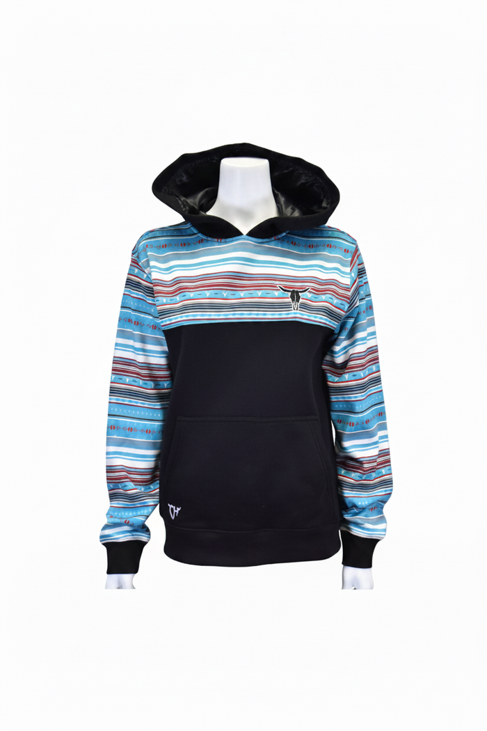 Women's CH Turquoise "Skull Playa Serape" Fleece Hoodie from Cowboy Hardware