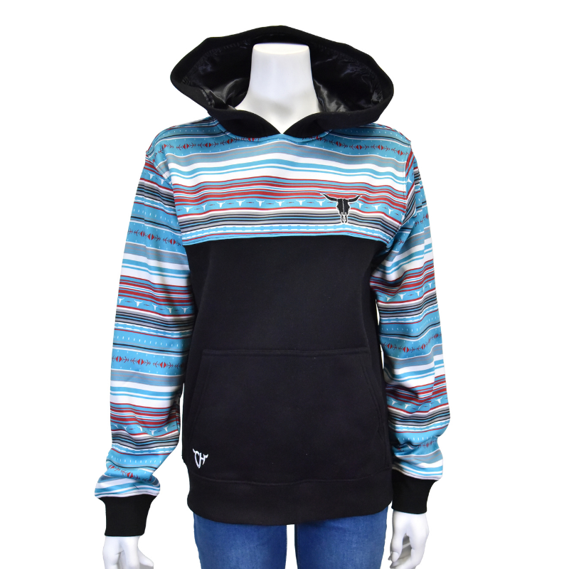 Women's CH Turquoise "Skull Playa Serape" Fleece Hoodie from Cowboy Hardware