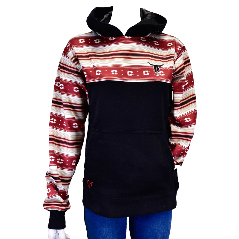 Womens Cowgirl Hardware Chevron Striped Skull Black Fleece Hoody from Cowboy Hardware