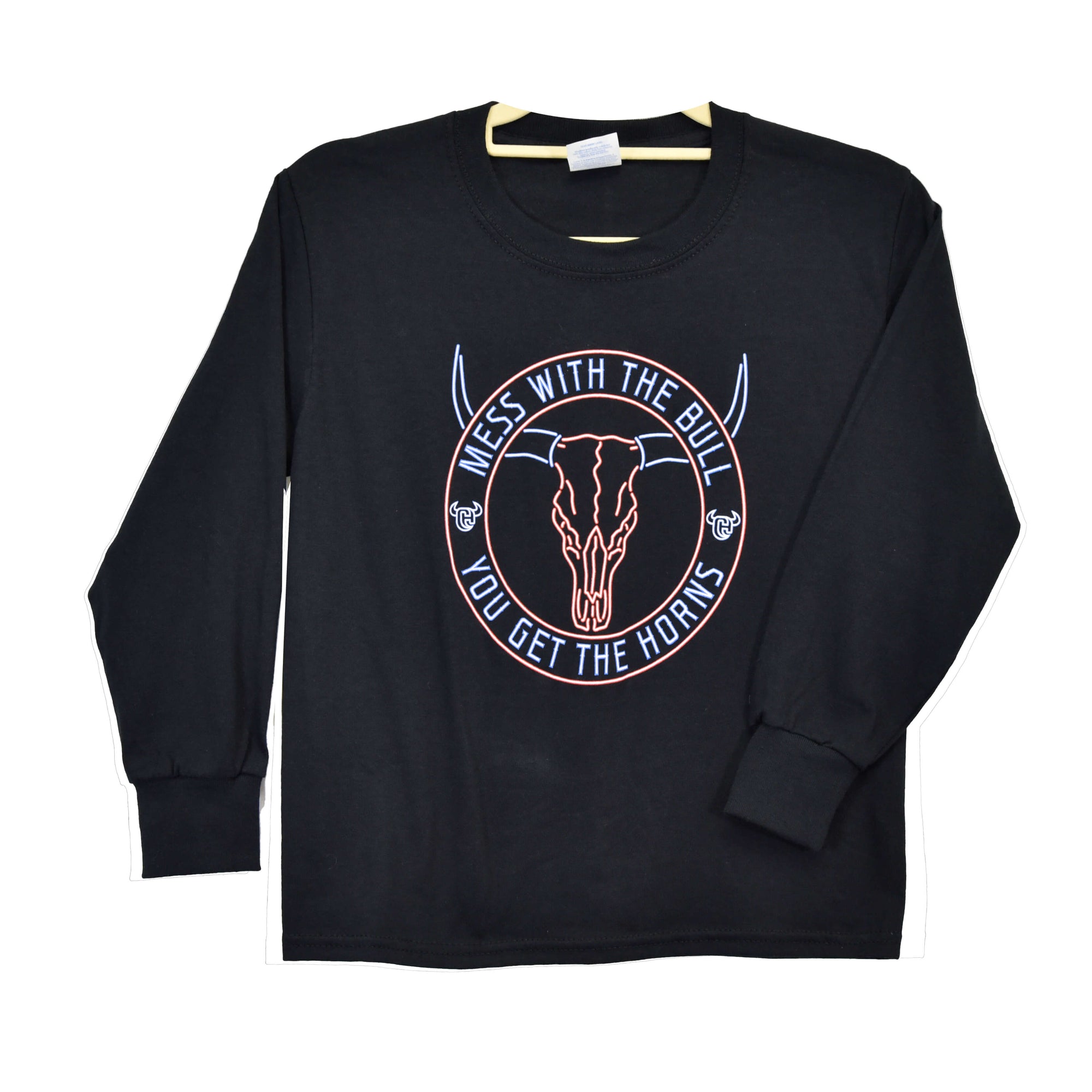 Youth Boy's Black "Mess with the Bull" Long Sleeve T-Shirt from Cowboy Hardware