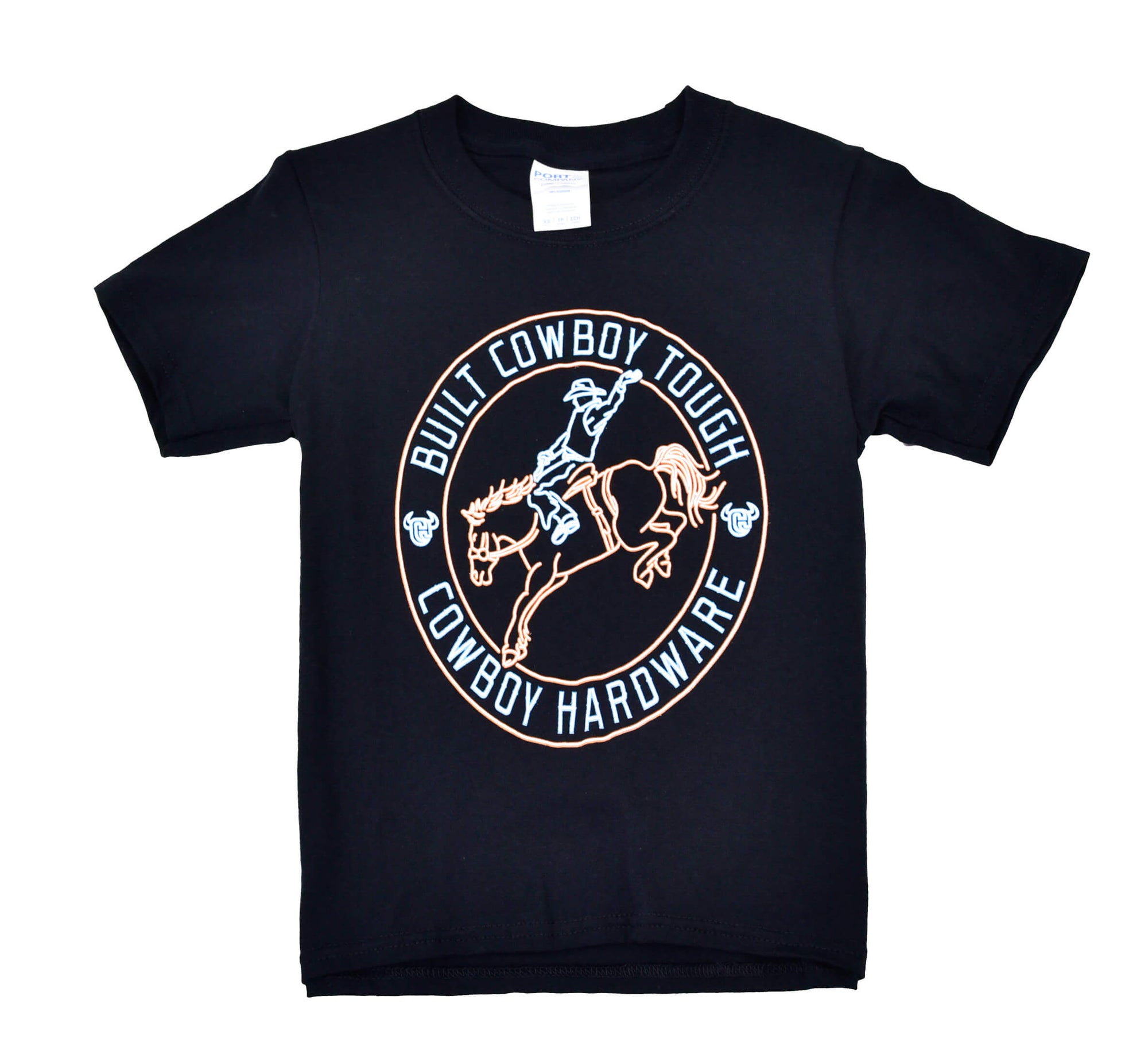 Youth Boy's Black "Neon Built Tough" Short Sleeve T-Shirt from Cowboy Hardware