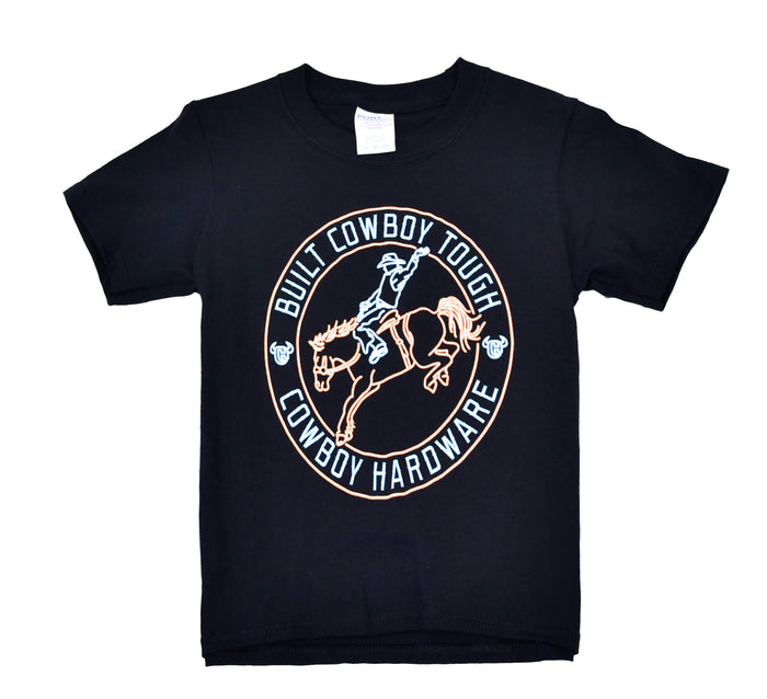 Youth Boy's Black "Neon Built Tough" Short Sleeve T-Shirt from Cowboy Hardware