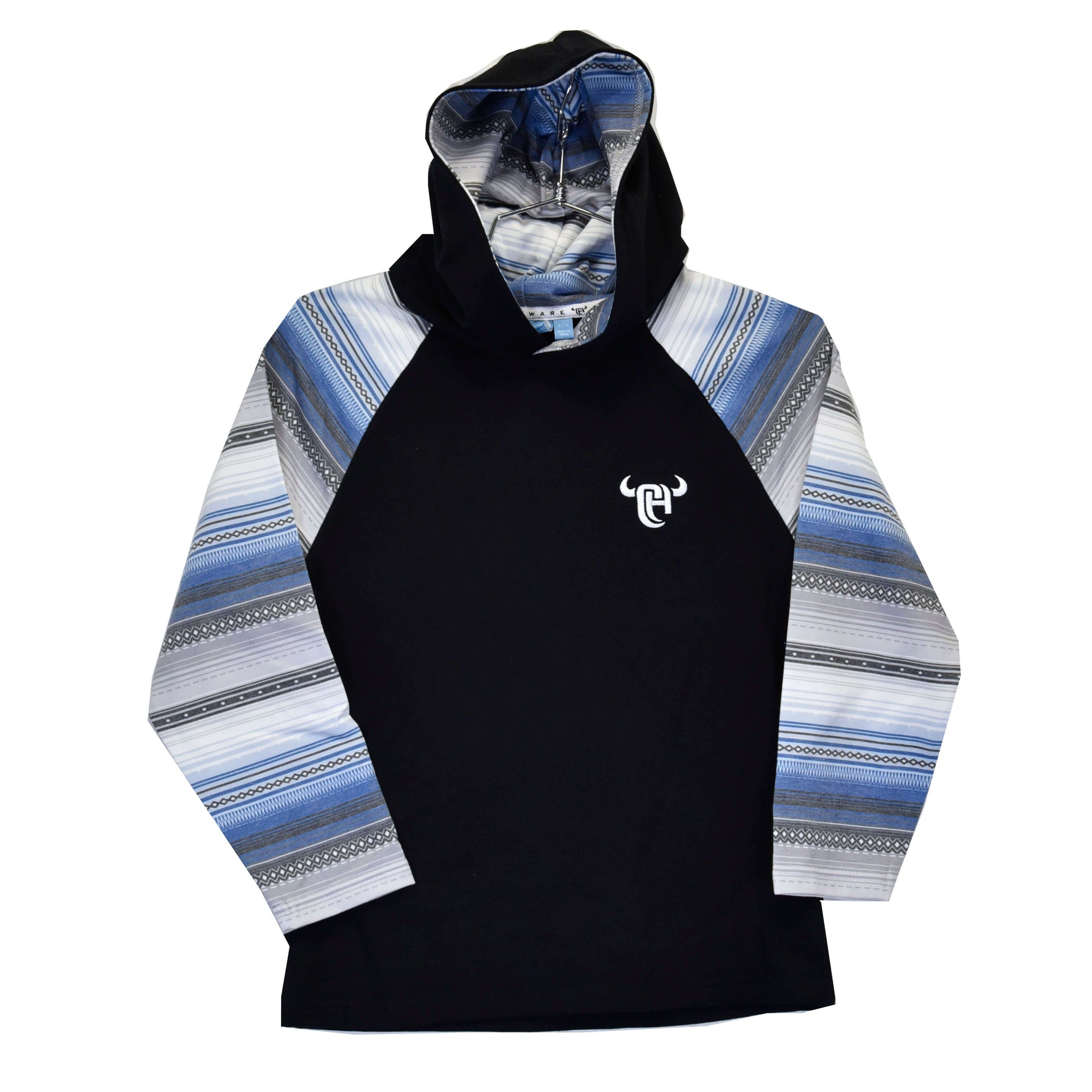 Youth Boy's Cowboy Hardware Black "Serape" Lightweight Hoodie