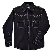 Youth Boy's Black "Solid" Long Sleeve Western Shirt from Cowboy Hardware