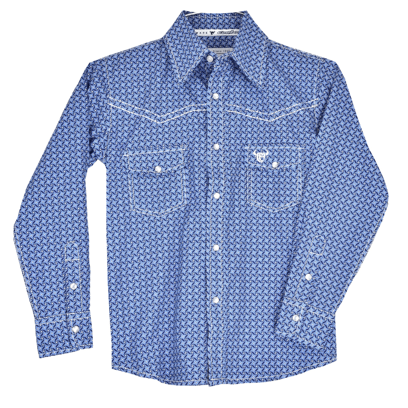 Youth Boy's Blue "Twisted Adobe" Long Sleeve Western Shirt from Cowboy Hardware