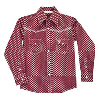 Youth Boy's Burgundy "Rolodex" Long Sleeve Western Shirt from Cowboy Hardware
