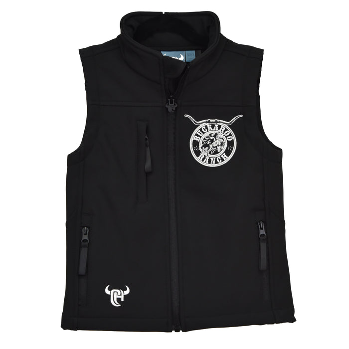 Youth Boy's CH Black "Buckaroo Ranch" Poly Shell Vest from Cowboy Hardware