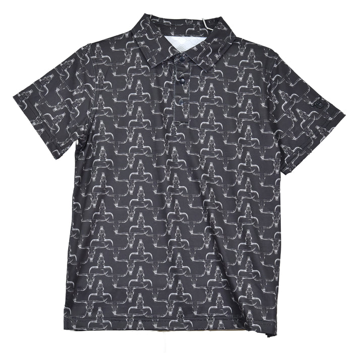 Youth Boy's CH Black "Hombre Skull" Short Sleeve Polo Shirt from Cowboy Hardware