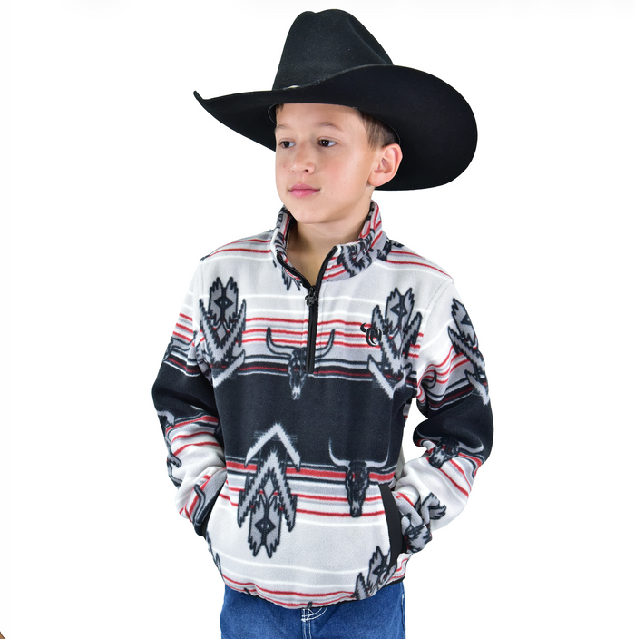 Youth Boy's CH Black/Red "Skull Grand" Polar Fleece Cadet from Cowboy Hardware