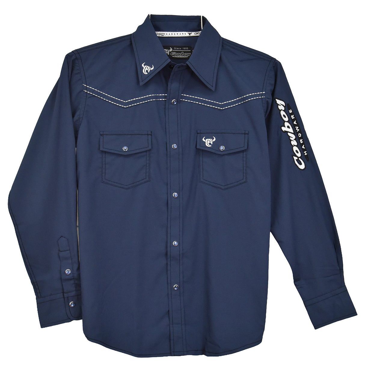 Youth Boy's CH Blue "Solid" Harbor Long Sleeve Western Shirt from Cowboy Hardware