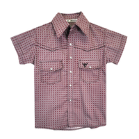 Youth Boy's CH Burgundy "Twisted Adobe" Short Sleeve Western Shirt from Cowboy Hardware