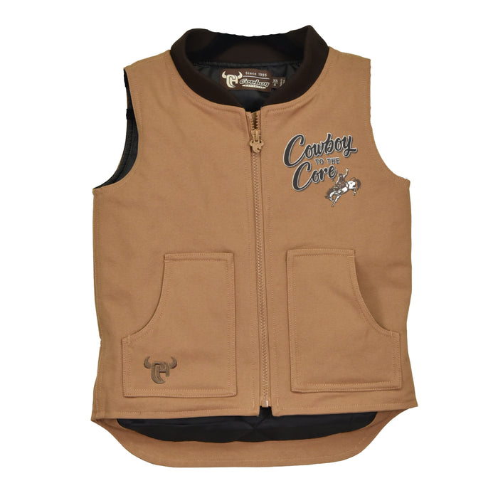Youth Boy's CH Camel "Cowboy to the Core" Canvas Vest from Cowboy Hardware