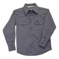 Youth Boy's CH Charcoal "Geo Morse" Long Sleeve Western Shirt from Cowboy Hardware