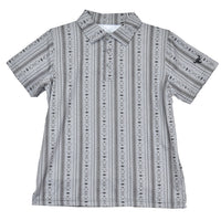 Youth Boy's CH Charcoal "Striped Aztec" Short Sleeve Polo Shirt from Cowboy Hardware