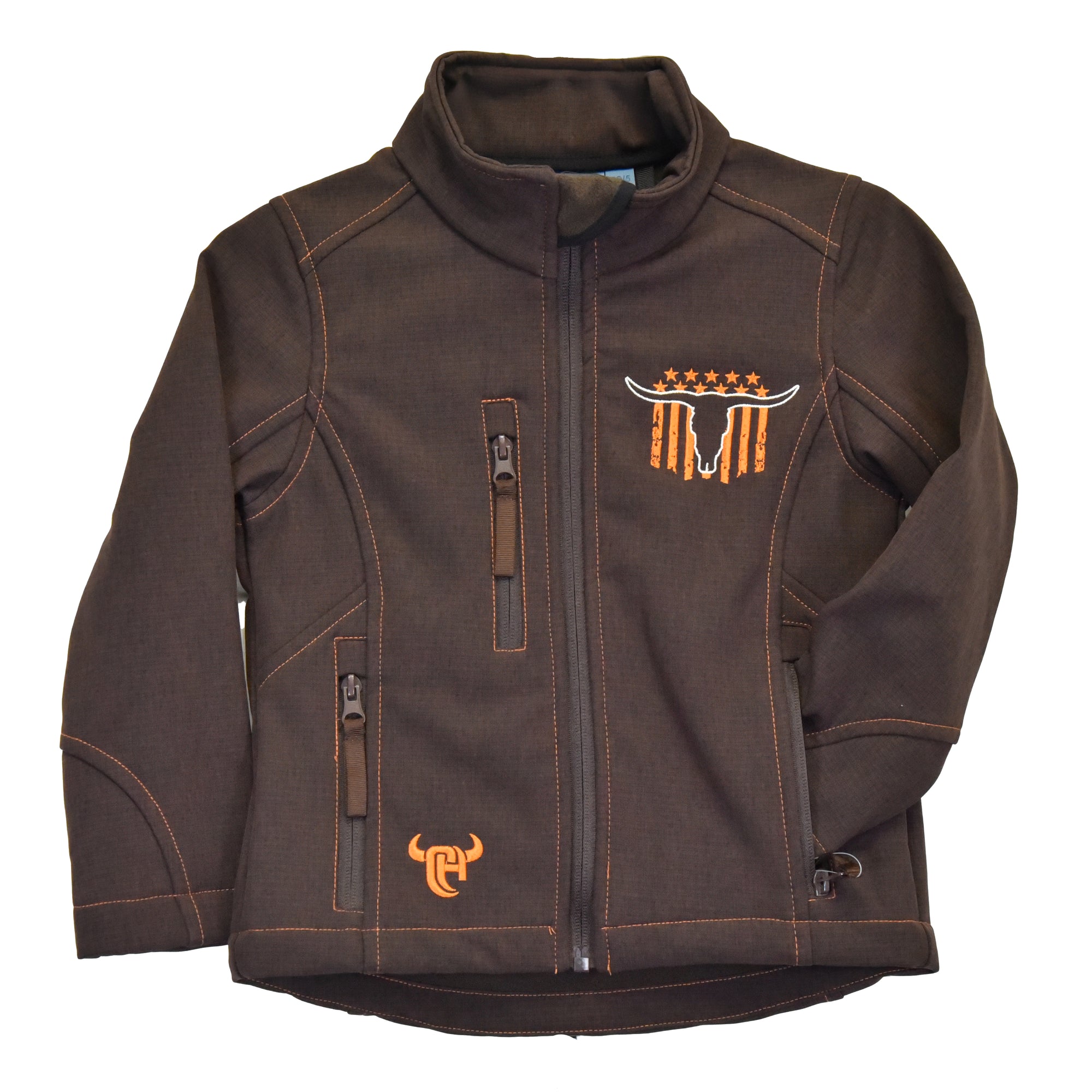 Youth Boy's CH Dark Chocolate "Skull Banner" Poly Shell Jacket from Cowboy Hardware