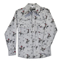 Youth Boy's CH Gray "Vintage Bronc" Long Sleeve Western Shirt from Cowboy Hardware