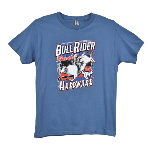 Youth Boy's CH Indigo Blue "Bull Rider Ranch" Short Sleeve T-Shirt from Cowboy Hardware