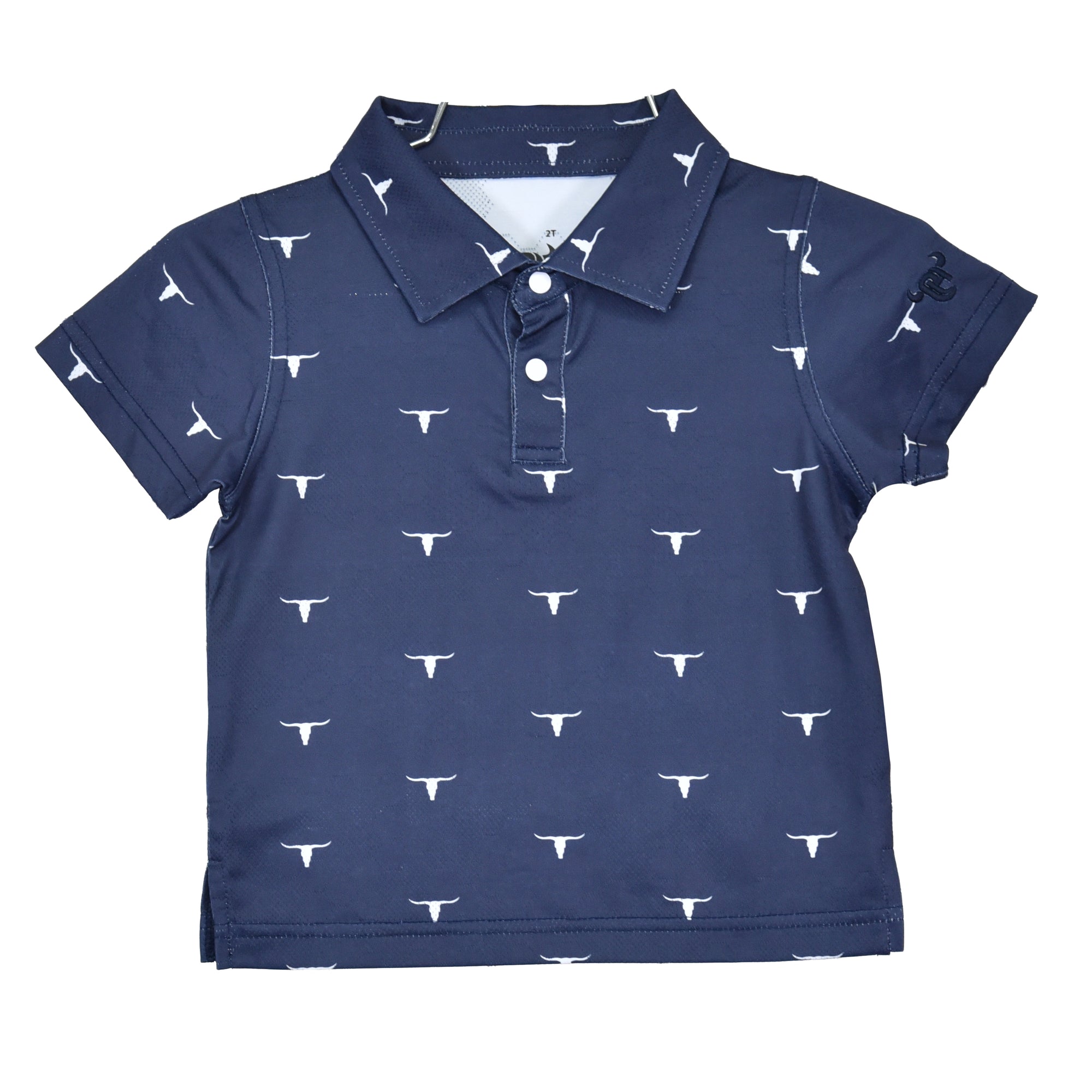 Youth Boy's CH Navy "Skull Scatter" Short Sleeve Polo Shirt from Cowboy Hardware
