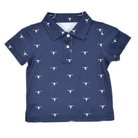Youth Boy's CH Navy "Skull Scatter" Short Sleeve Polo Shirt from Cowboy Hardware