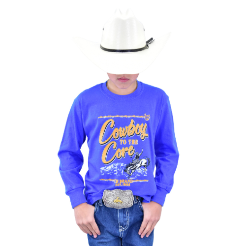 Youth Boy's CH Royal Blue "Cowboy to the Core" Long Sleeve T-Shirt from Cowboy Hardware