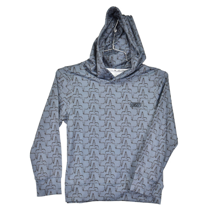 Youth Boy's CH Slate Blue "Hombre Skull" Athletic Hoody from Cowboy Hardware