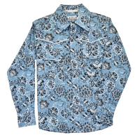 Youth Boy's CH Slate Blue "Peacock Paisley" Long Sleeve Western Shirt from Cowboy Hardware