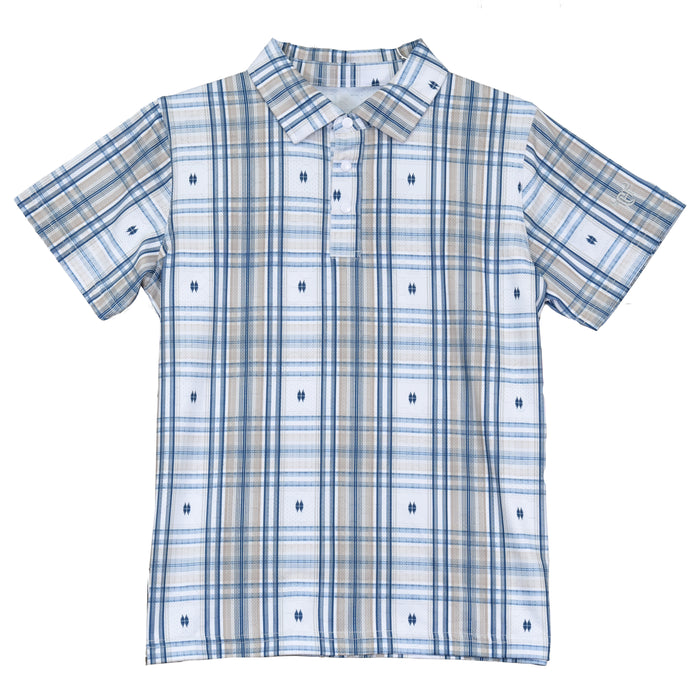 Youth Boy's CH White "Hermosillo Jacquard" Short Sleeve Polo Shirt from Cowboy Hardware