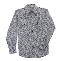 Youth Boy's CH White "Scatter Paisley" Long Sleeve Western Shirt from Cowboy Hardware