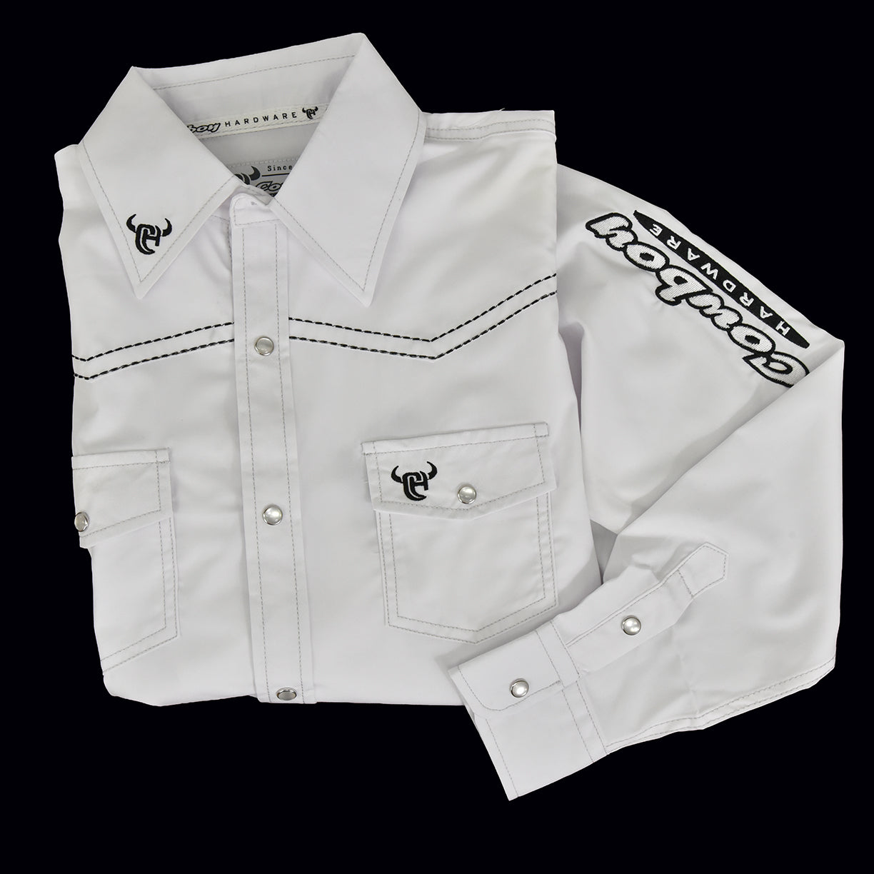 Youth Boy's CH White "Solid" Long Sleeve Western Shirt from Cowboy Hardware