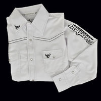 Youth Boy's CH White "Solid" Long Sleeve Western Shirt from Cowboy Hardware