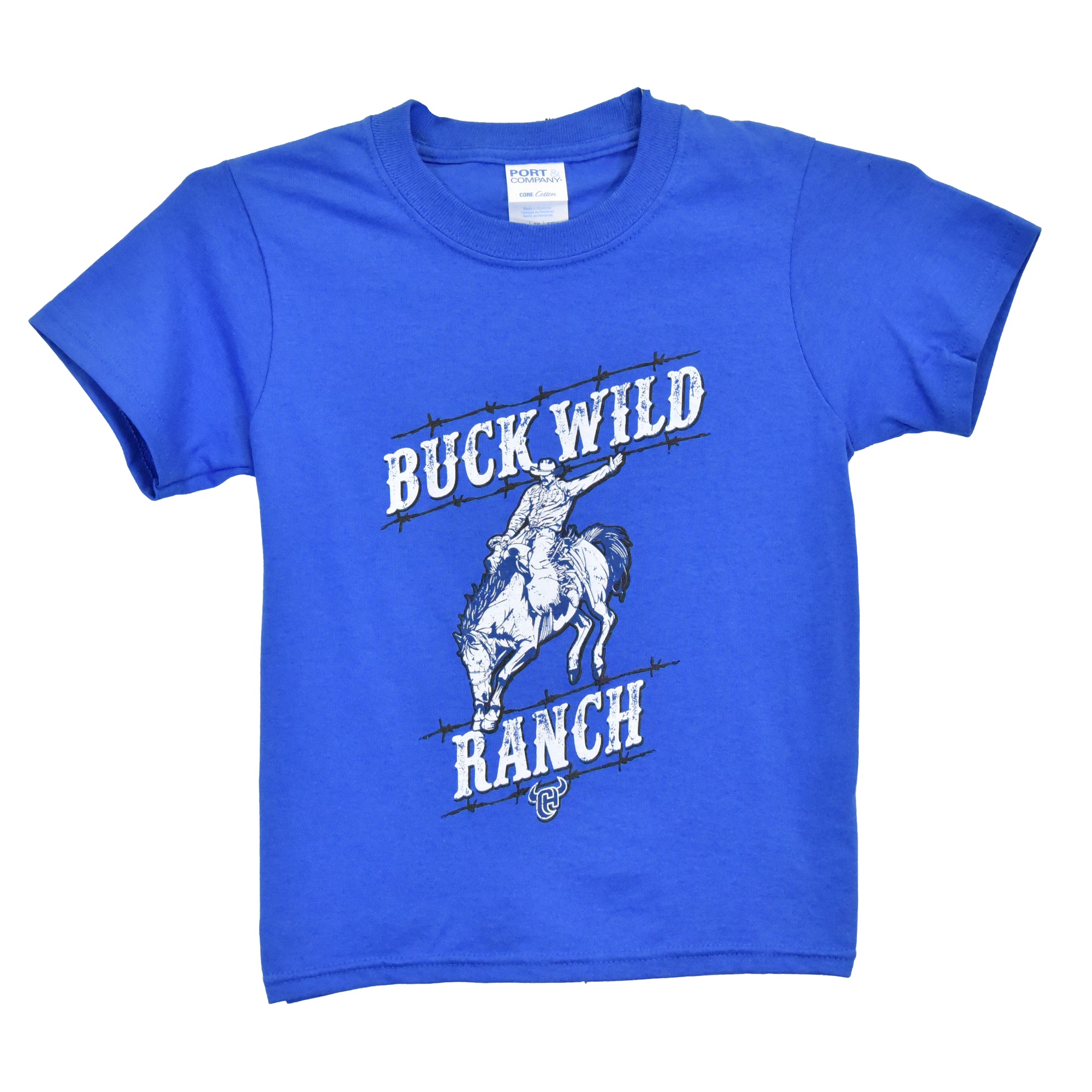 Youth Boy's CH "Buck Wild Ranch" Royal Blue Short Sleeve T-Shirt from Cowboy Hardware