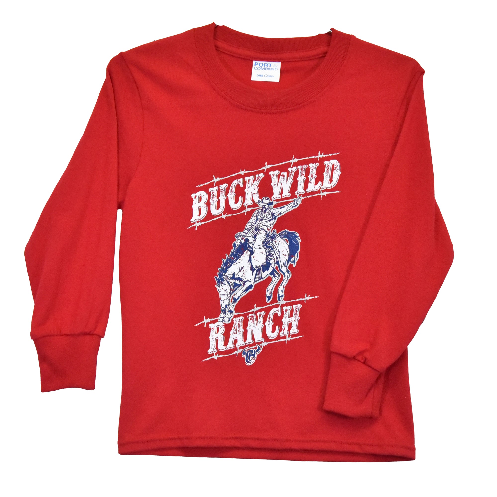 Youth Boy's CH "Buckwild Ranch" Red Long Sleeve T-Shirt from Cowboy Hardware