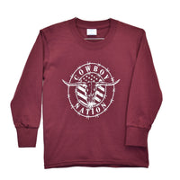 Youth Boy's CH "Cowboy Nation" Maroon Long Sleeve T-Shirt from Cowboy Hardware